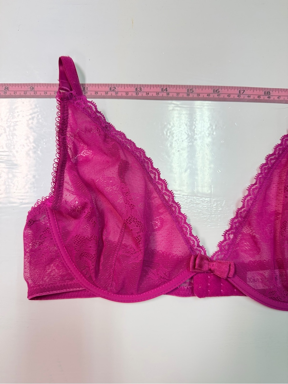 Kaur’s Laurel Sheer Lace Wireless Bralette in Fuchsia